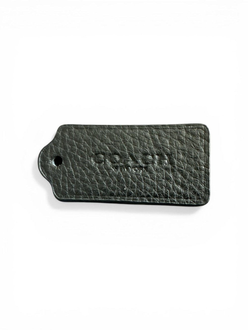 Coach Black Pebbled Leather Hang Tag with Embossed Logo Hang Tag 2.25 inch